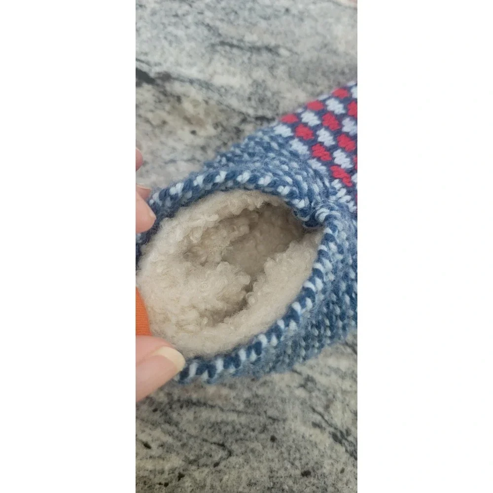 Bombas Blue and Red Knitted Gripper Slippers Size 5-7
